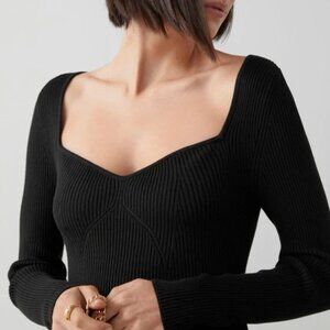 & Other Stories Women's Fitted Sweetheart Neckline Knit Sweater – XS – Black